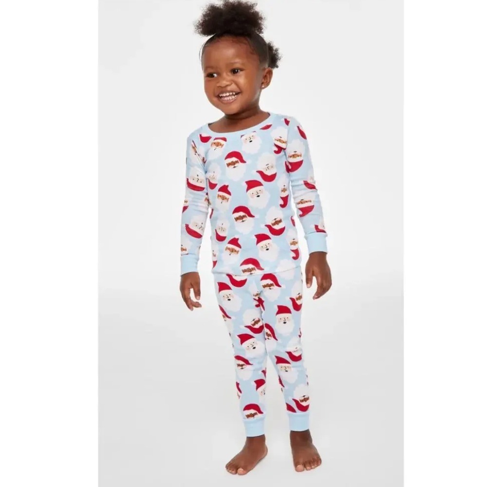 Holiday Lane Baby 24 Months Blue Santa Toss Snug Fitting 2 Piece Pajama Set 281